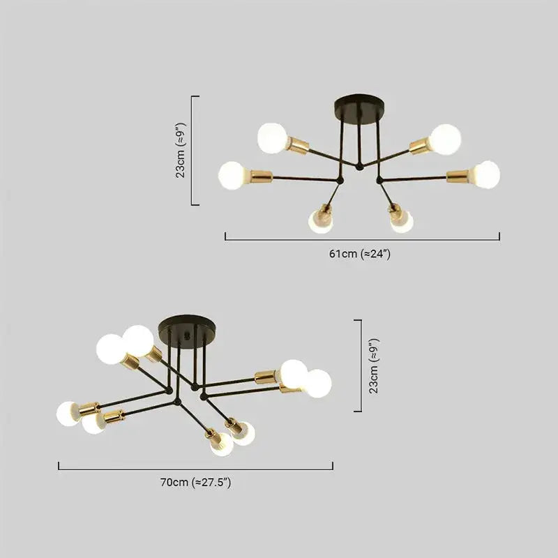 Royal Gold/Black LED Chandelier – Elegant Lighting for Living Room/Bedroom - Flindria