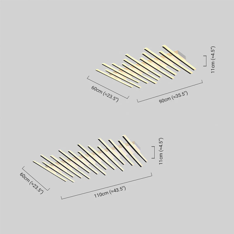 Minimalist Linear Flush Mount Light - Metal Ceiling Light for Living Room - Flindria