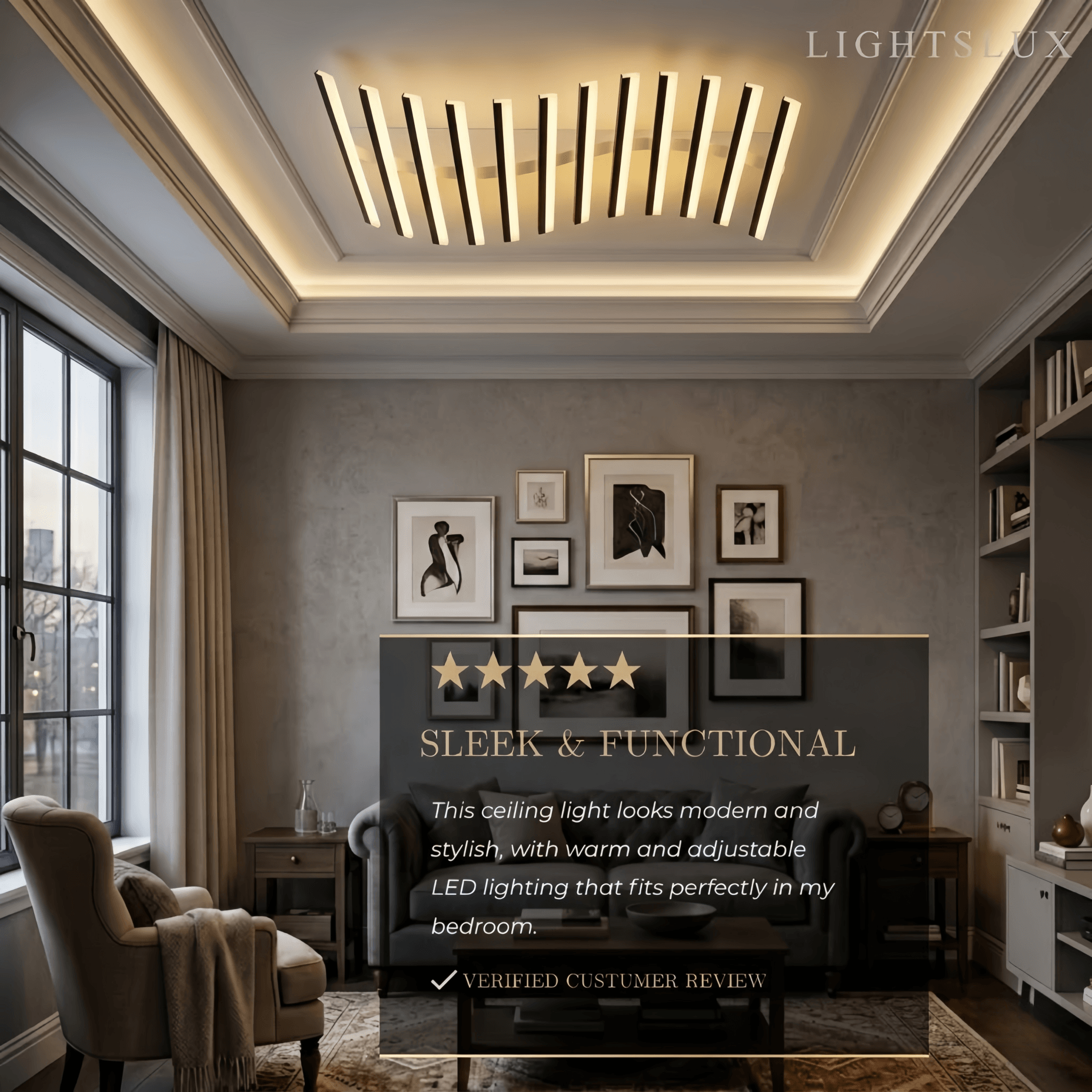 Minimalist Linear Flush Mount Light - Metal Ceiling Light for Living Room - Flindria