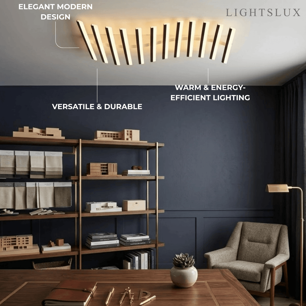 Minimalist Linear Flush Mount Light - Metal Ceiling Light for Living Room - Flindria
