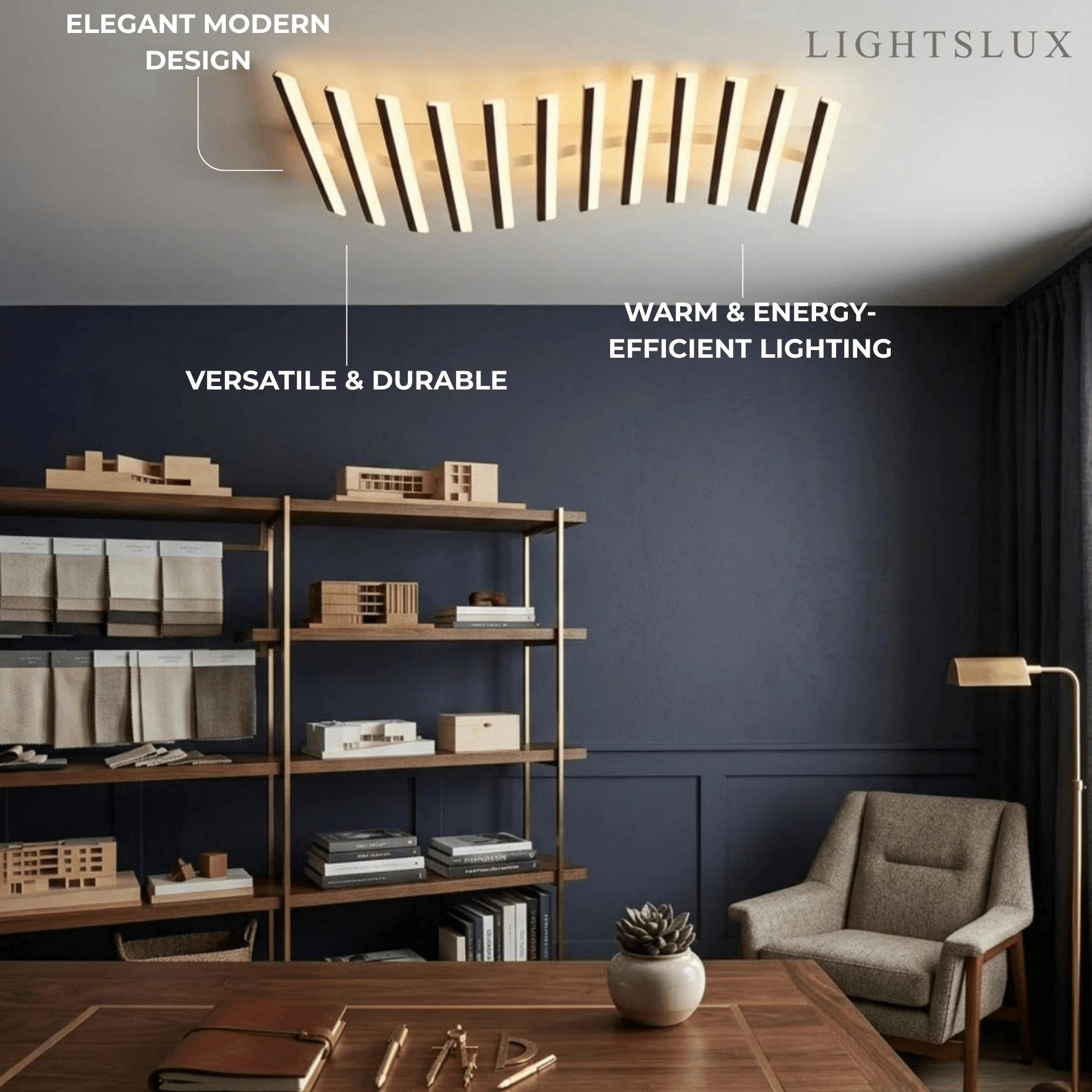 Minimalist Linear Flush Mount Light - Metal Ceiling Light for Living Room - Flindria