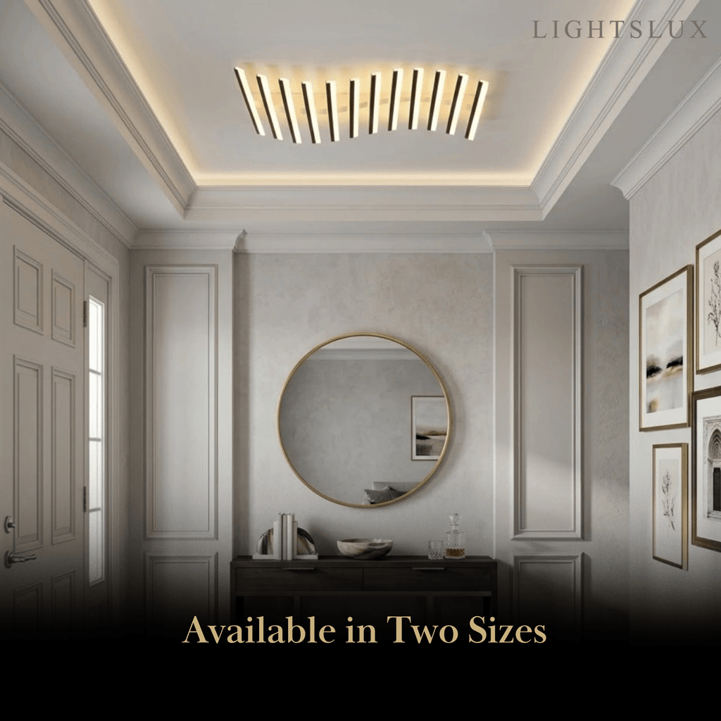Minimalist Linear Flush Mount Light - Metal Ceiling Light for Living Room - Flindria