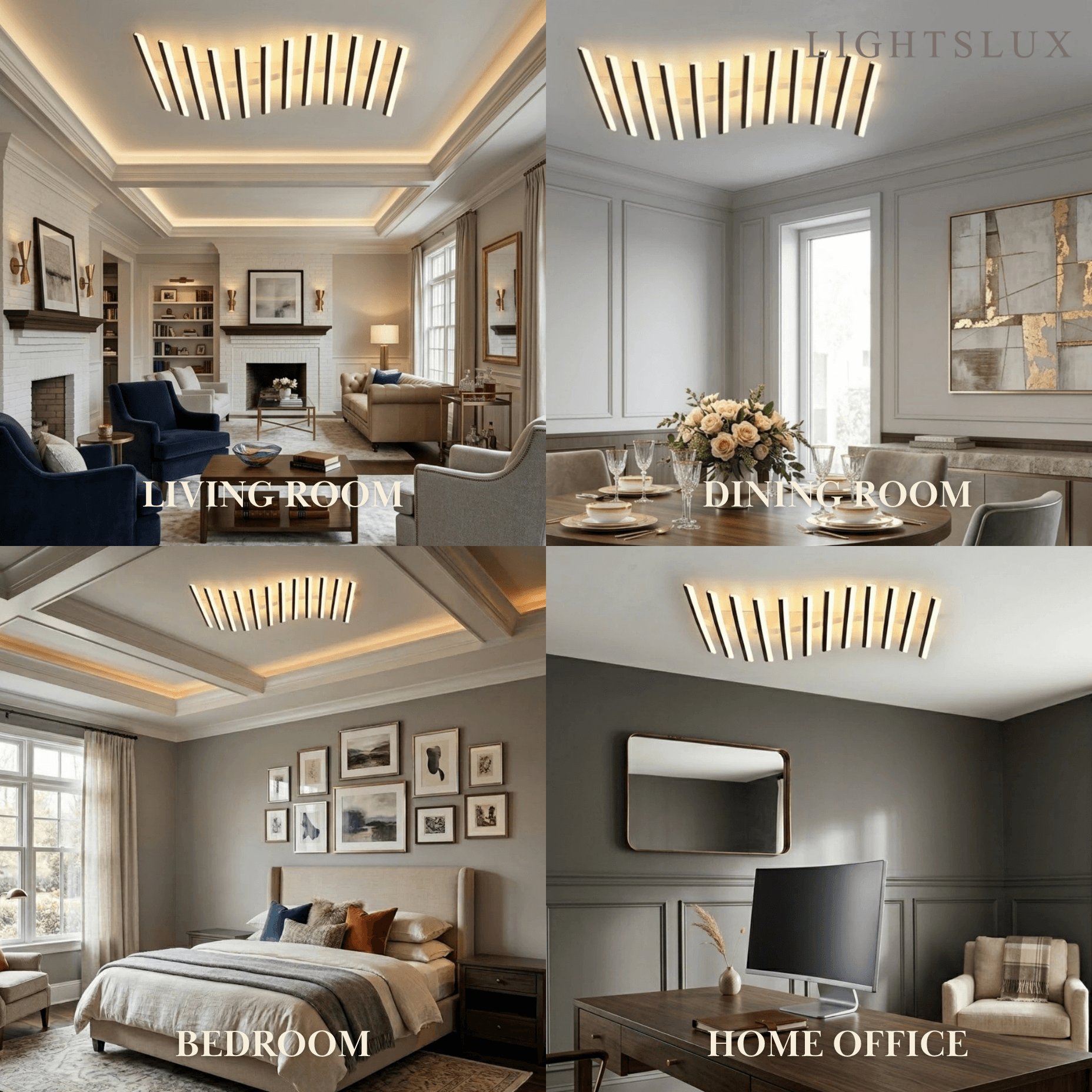 Minimalist Linear Flush Mount Light - Metal Ceiling Light for Living Room - Flindria