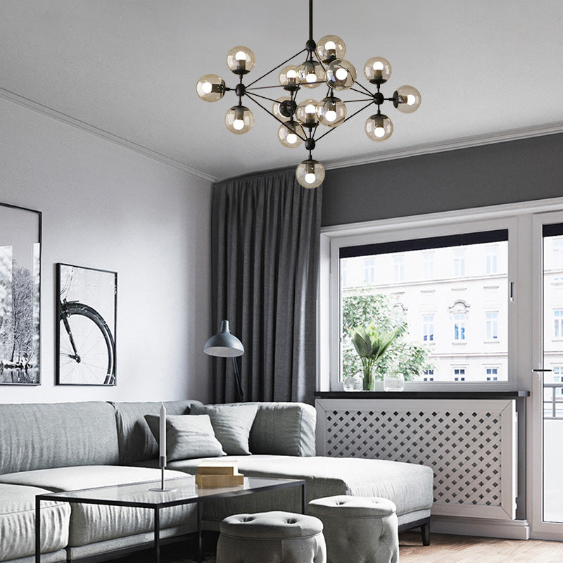 Modern Bubble Cluster Chandelier – Metal & Glass Chandelier for Living Room - Flindria