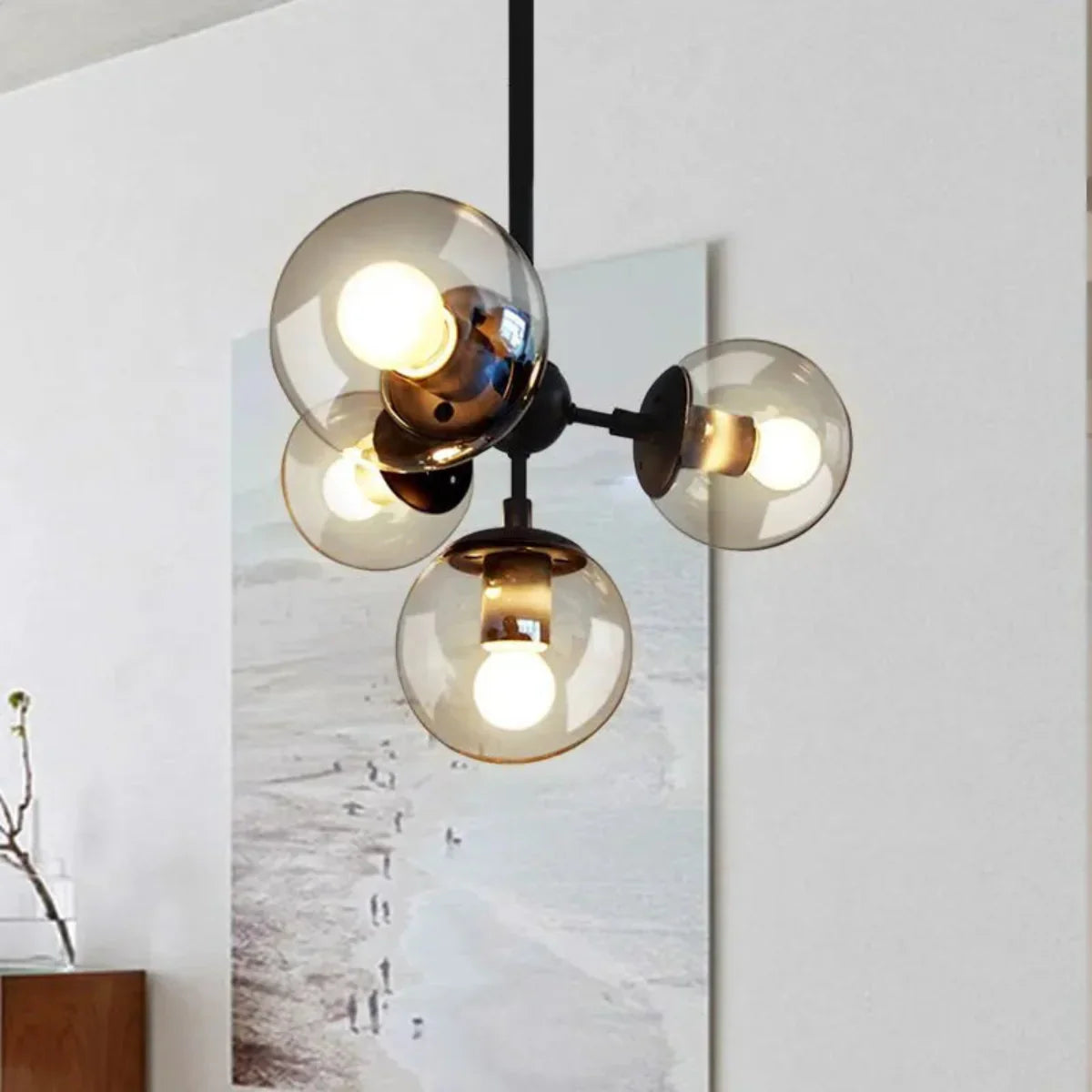 Modern Bubble Cluster Chandelier – Metal & Glass Chandelier for Living Room - Flindria