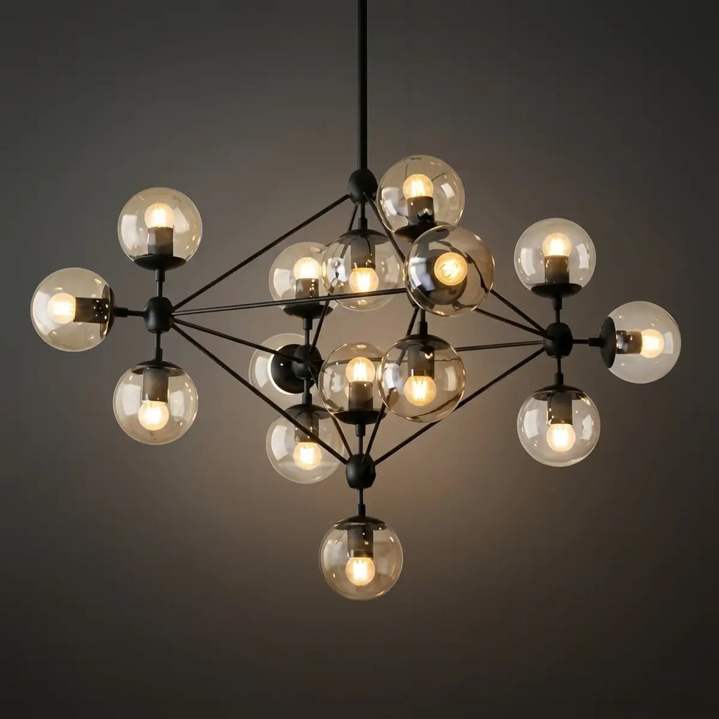Modern Bubble Cluster Chandelier – Metal & Glass Chandelier for Living Room - Flindria