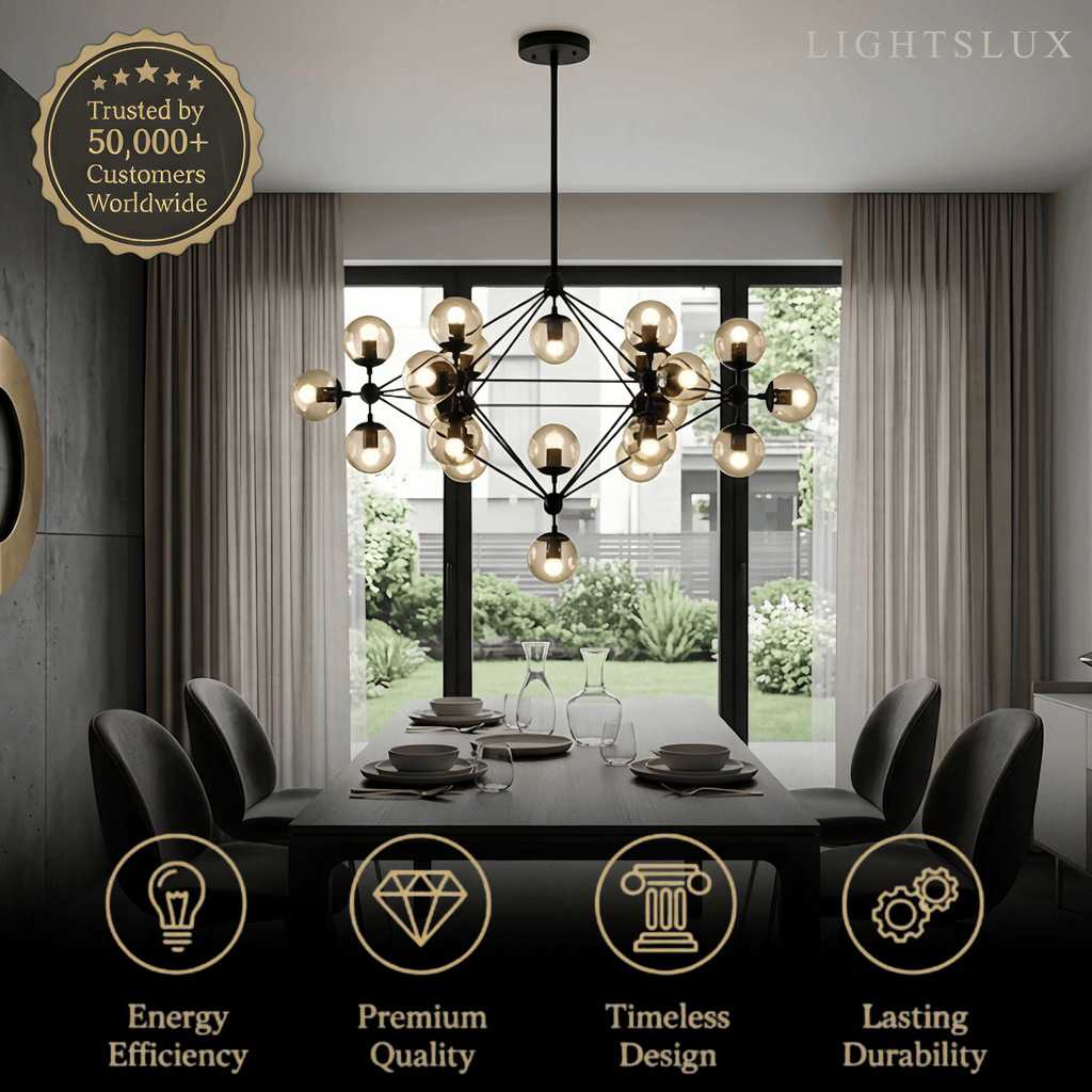 Modern Bubble Cluster Chandelier – Metal & Glass Chandelier for Living Room - Flindria