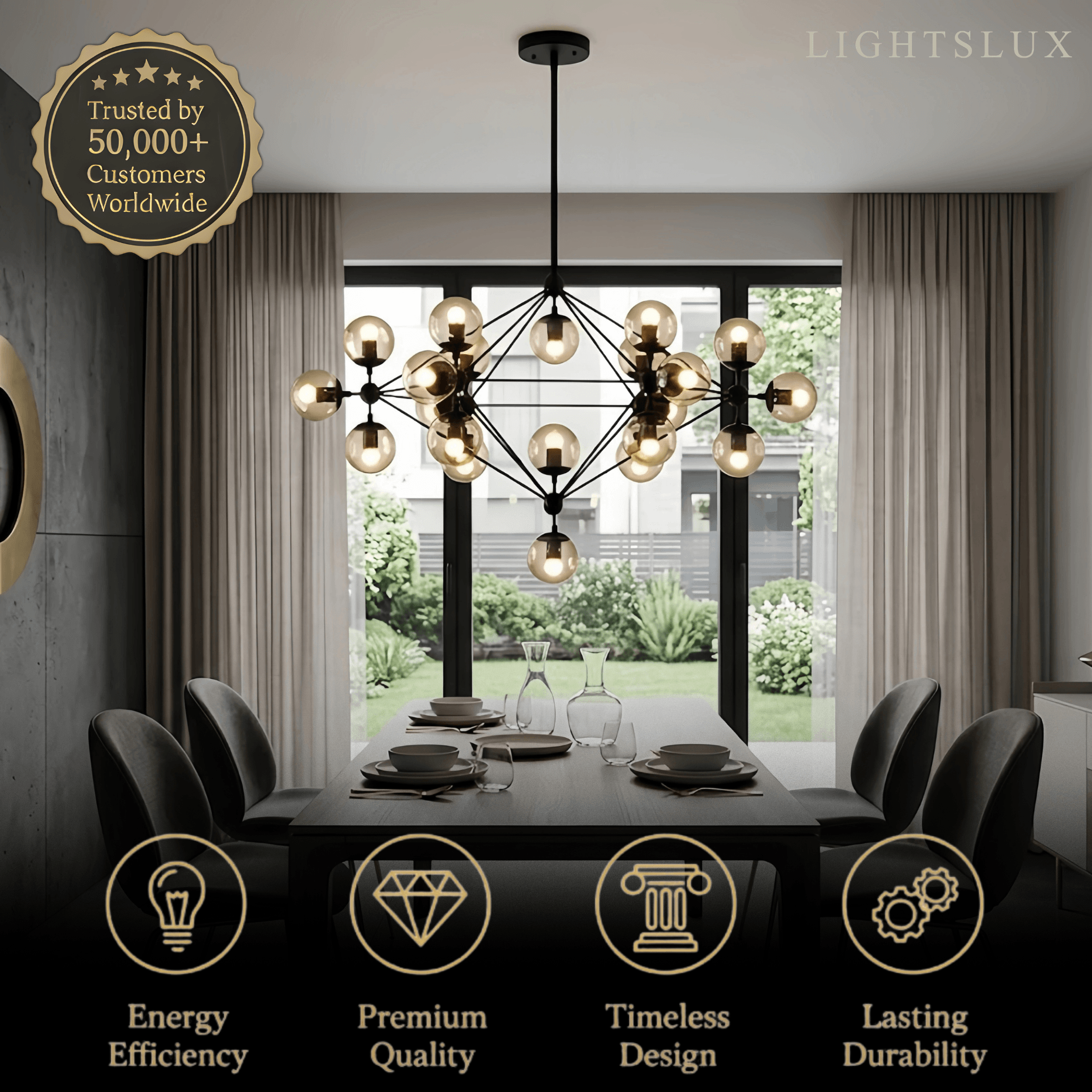 Modern Bubble Cluster Chandelier – Metal & Glass Chandelier for Living Room - Flindria