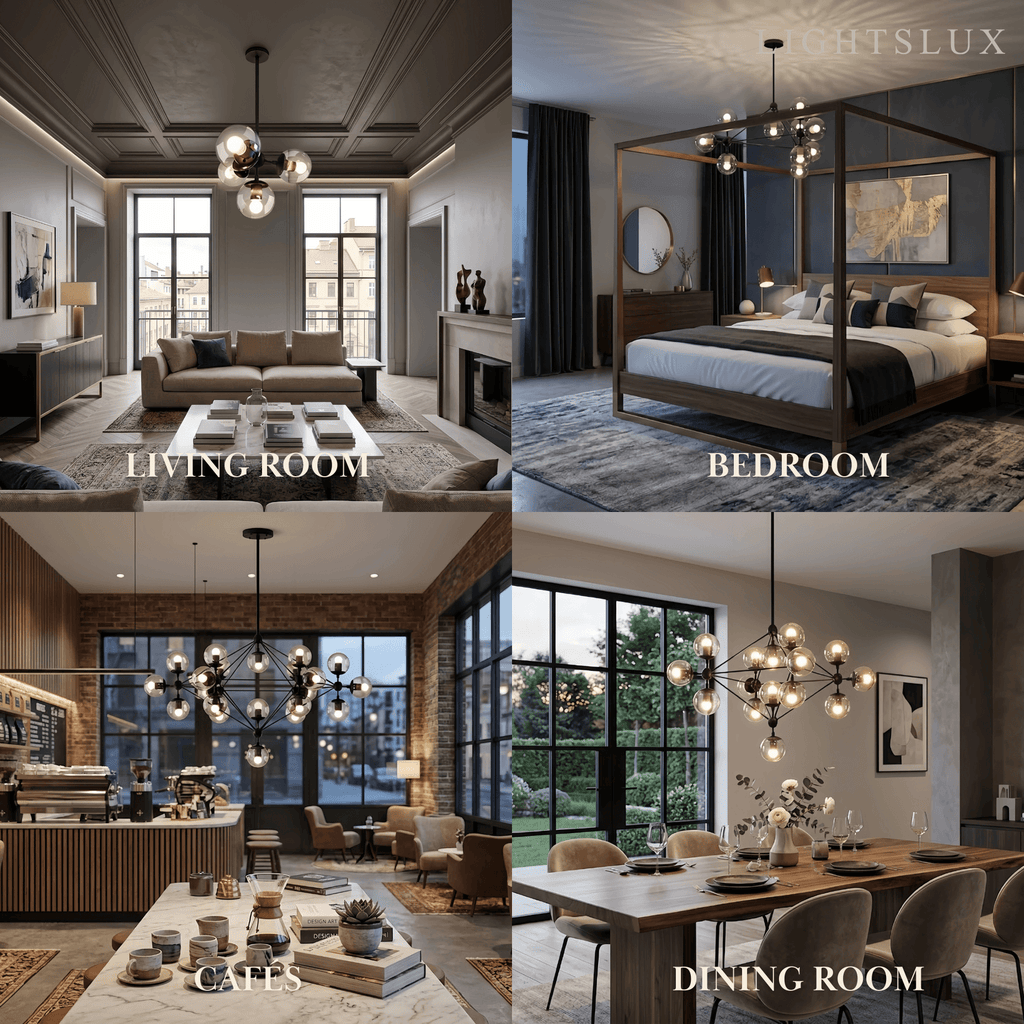 Modern Bubble Cluster Chandelier – Metal & Glass Chandelier for Living Room - Flindria