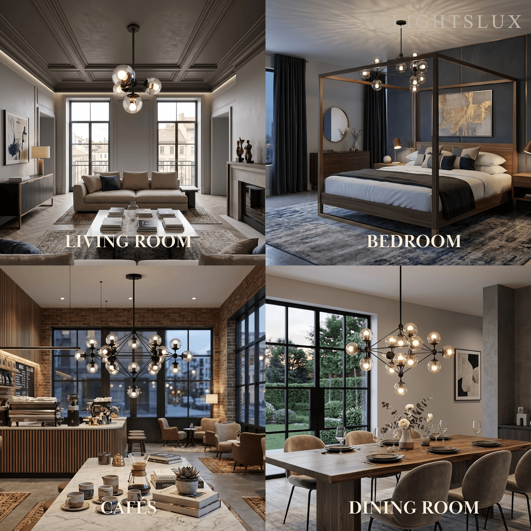 Modern Bubble Cluster Chandelier – Metal & Glass Chandelier for Living Room - Flindria