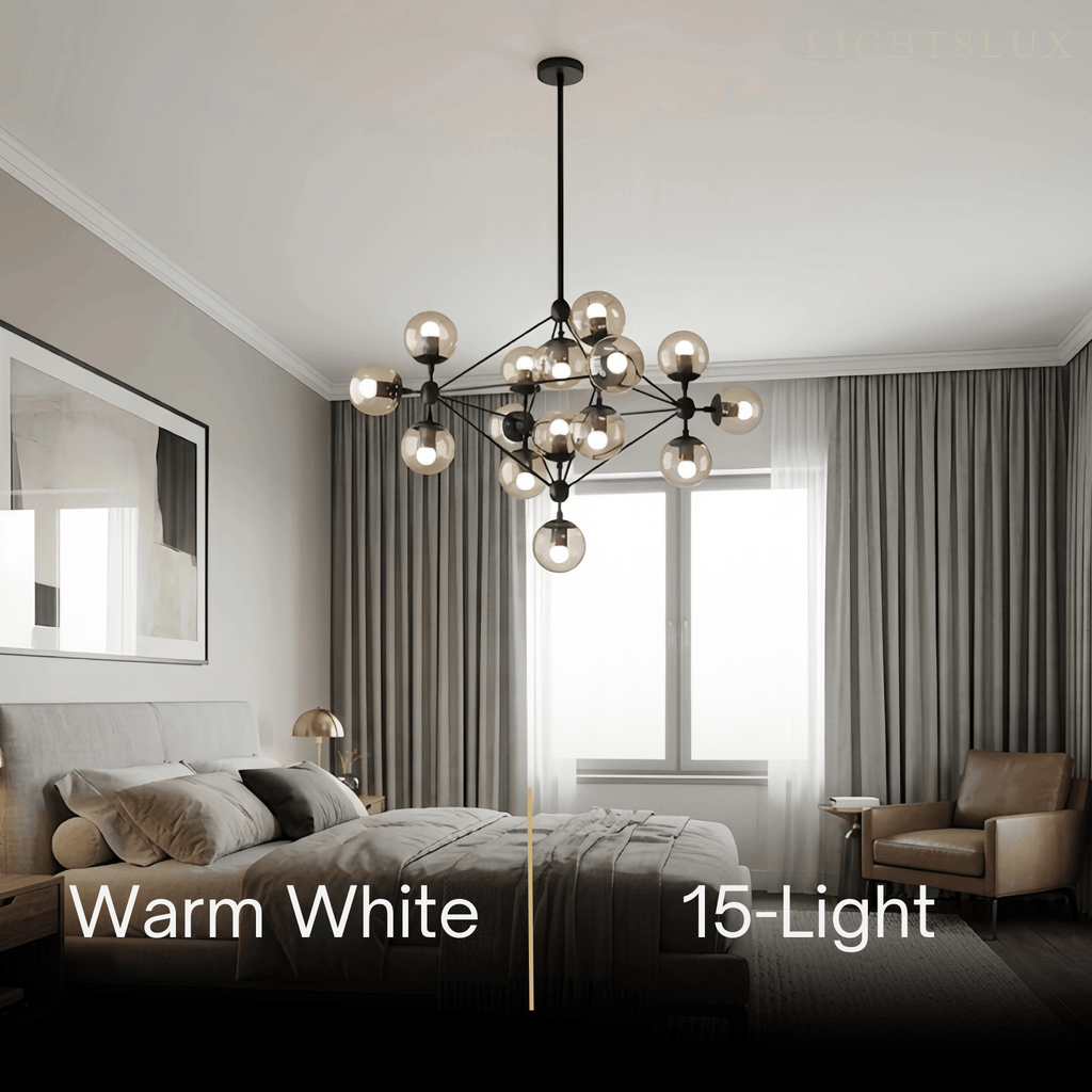 Modern Bubble Cluster Chandelier – Metal & Glass Chandelier for Living Room - Flindria