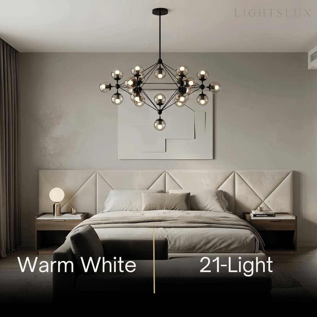 Modern Bubble Cluster Chandelier – Metal & Glass Chandelier for Living Room - Flindria