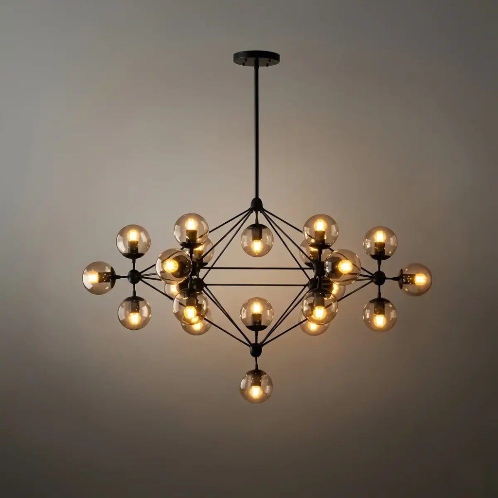 Modern Bubble Cluster Chandelier – Metal & Glass Chandelier for Living Room - Flindria
