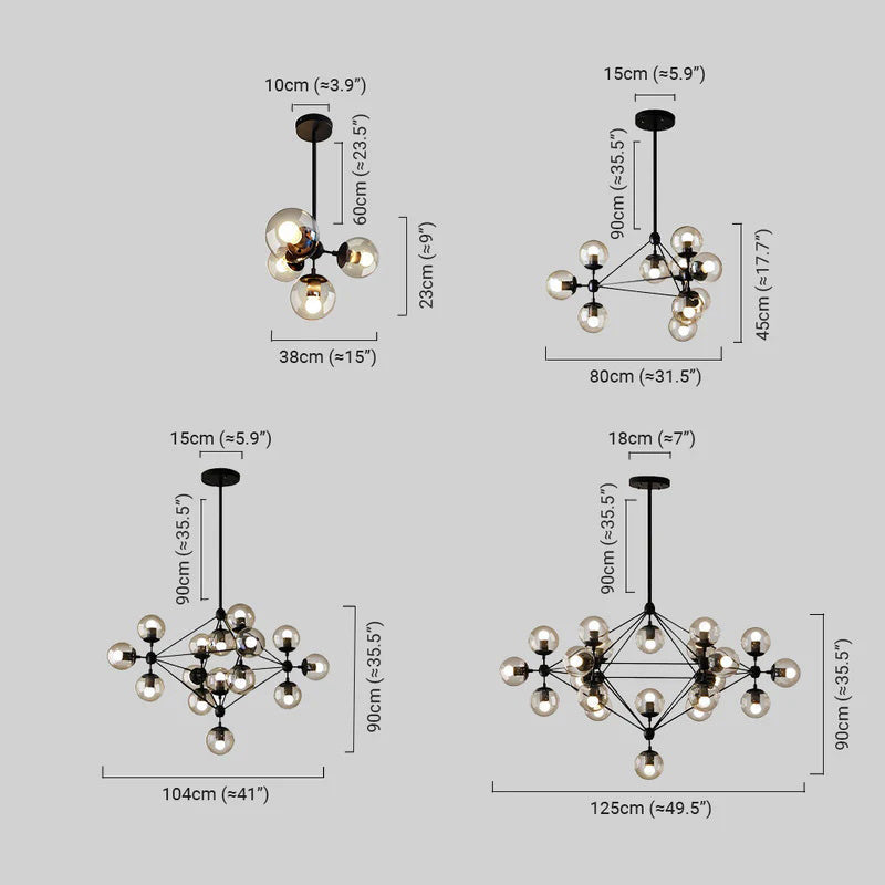 Modern Bubble Cluster Chandelier – Metal & Glass Chandelier for Living Room - Flindria