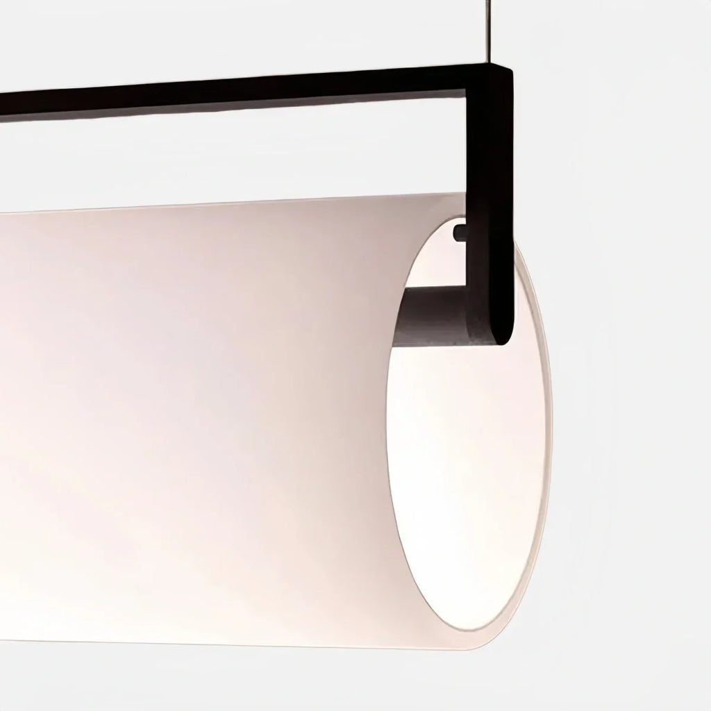 Modern Designer White Pendant Light – Cylindrical Metal & Acrylic Fixture for Dining Room - Flindria