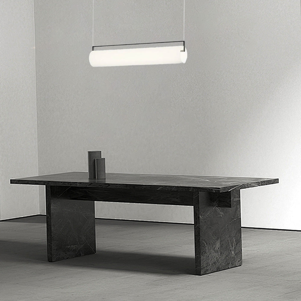 Modern Designer White Pendant Light – Cylindrical Metal & Acrylic Fixture for Dining Room - Flindria