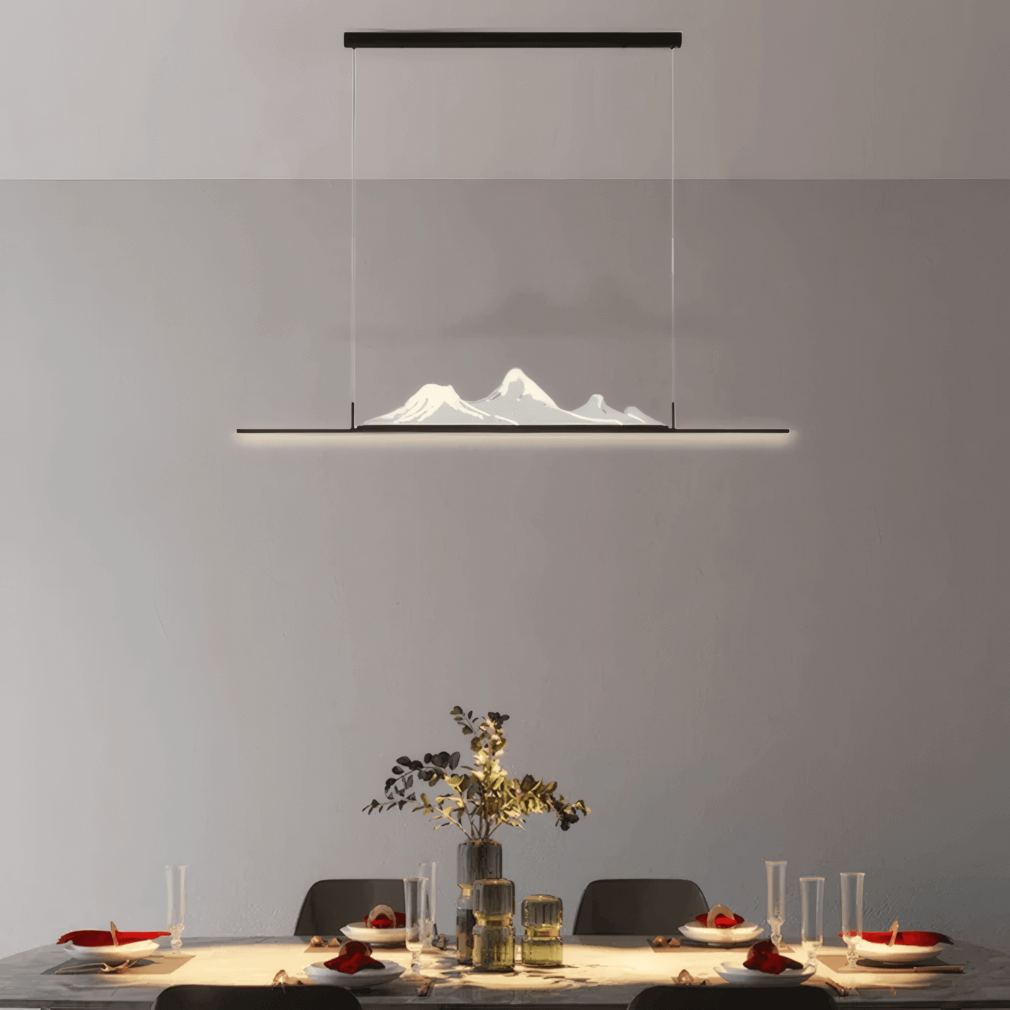 Modern Linear Pendant Light - Gold/Black Metal for Living Room - Flindria