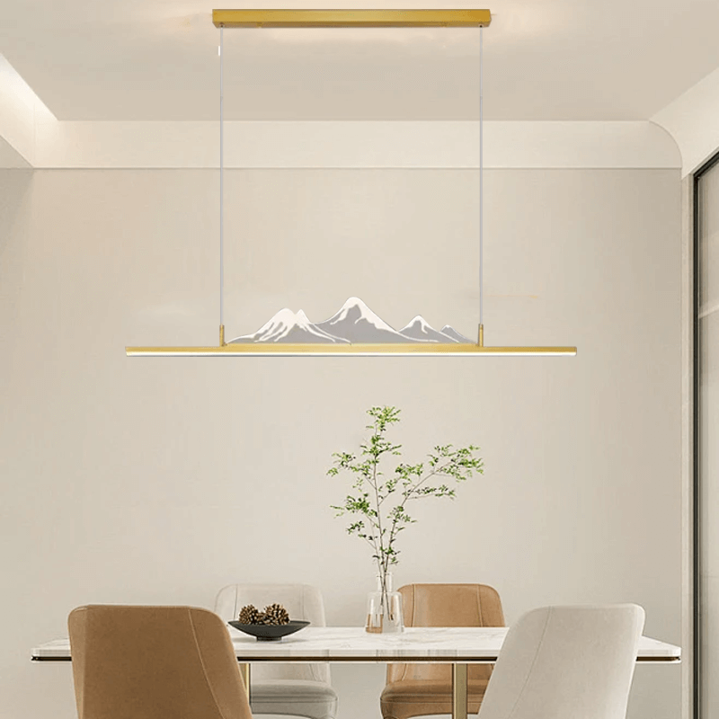 Modern Linear Pendant Light - Gold/Black Metal for Living Room - Flindria