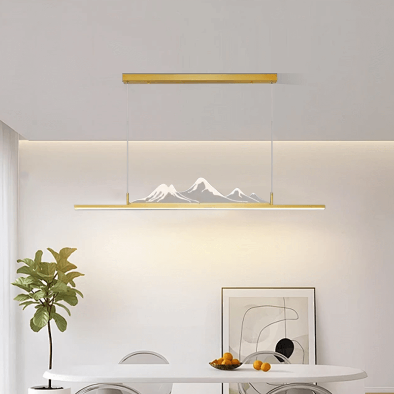 Modern Linear Pendant Light - Gold/Black Metal for Living Room - Flindria