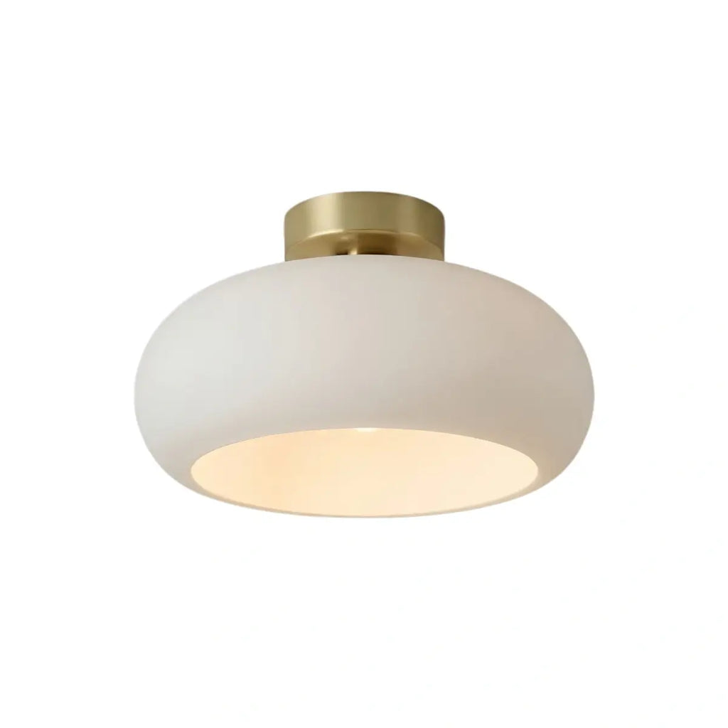 Modern Flush Mount Ceiling Light — Orange/White Glass & Metal Dining Room - Flindria