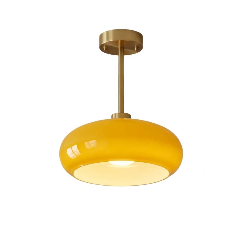 Modern Flush Mount Ceiling Light — Orange/White Glass & Metal Dining Room - Flindria