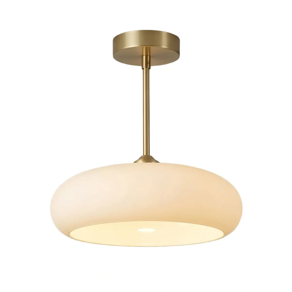 Modern Flush Mount Ceiling Light — Orange/White Glass & Metal Dining Room - Flindria