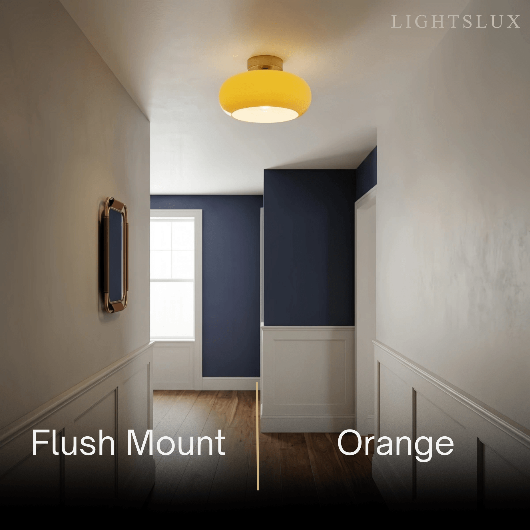 Modern Flush Mount Ceiling Light — Orange/White Glass & Metal Dining Room - Flindria