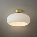 Modern Flush Mount Ceiling Light — Orange/White Glass & Metal Dining Room - Flindria