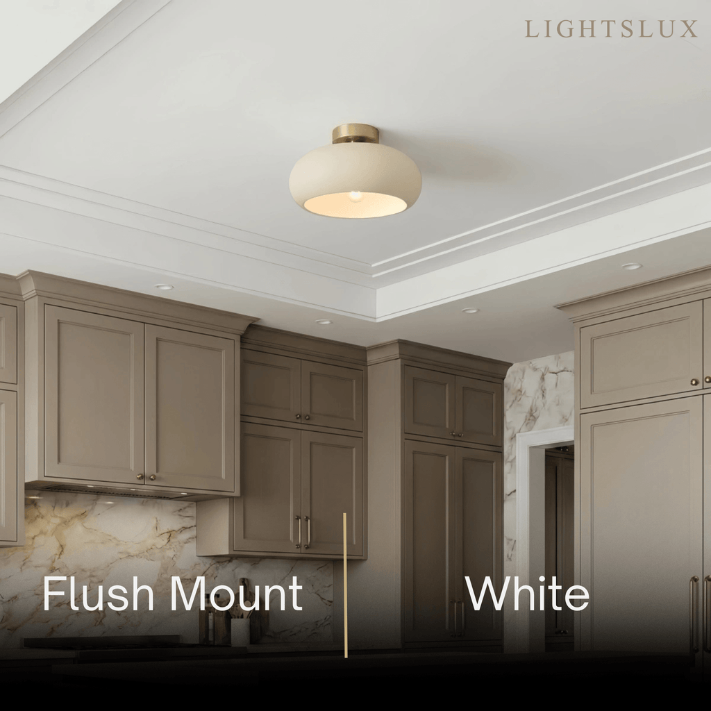 Modern Flush Mount Ceiling Light — Orange/White Glass & Metal Dining Room - Flindria