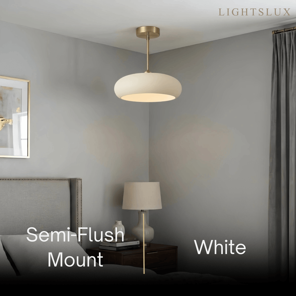 Modern Flush Mount Ceiling Light — Orange/White Glass & Metal Dining Room - Flindria