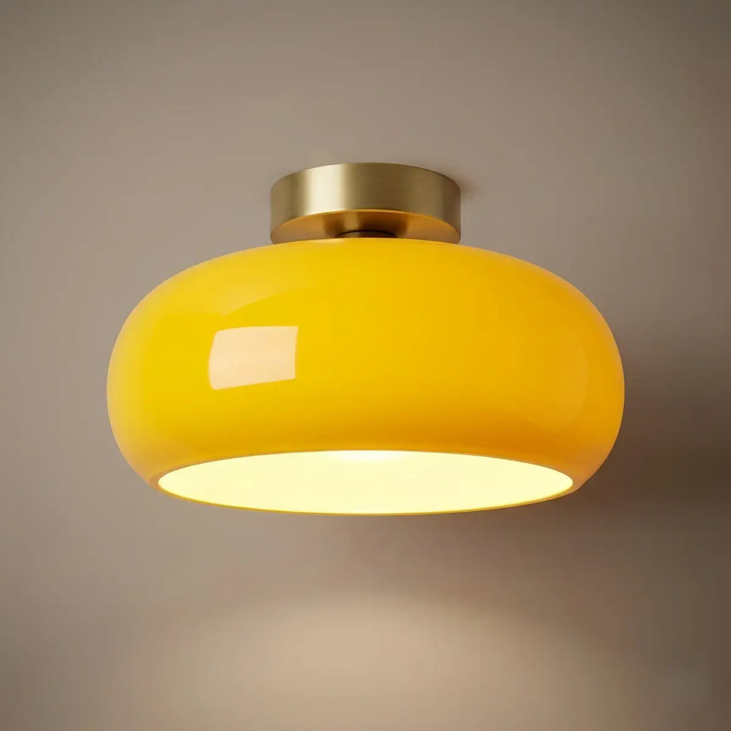Modern Flush Mount Ceiling Light — Orange/White Glass & Metal Dining Room - Flindria