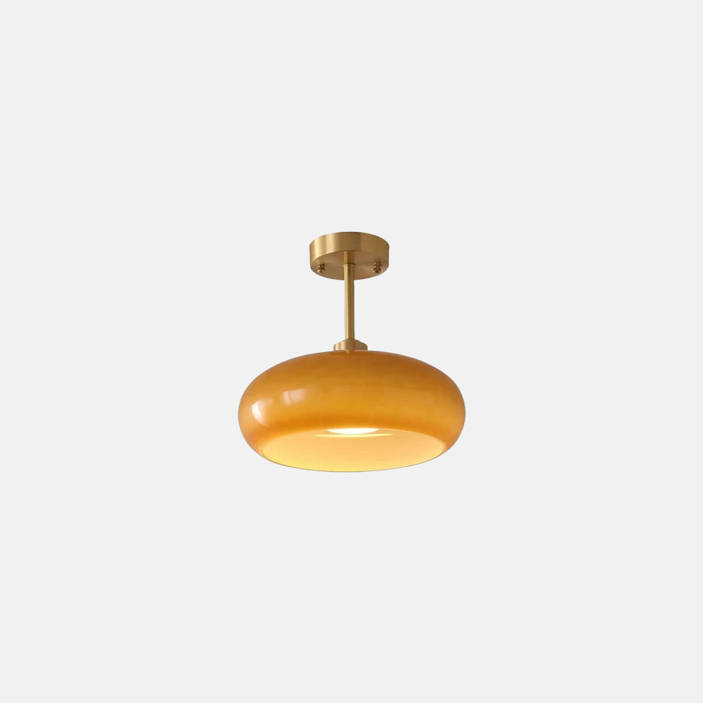 Modern Flush Mount Ceiling Light — Orange/White Glass & Metal Dining Room - Flindria