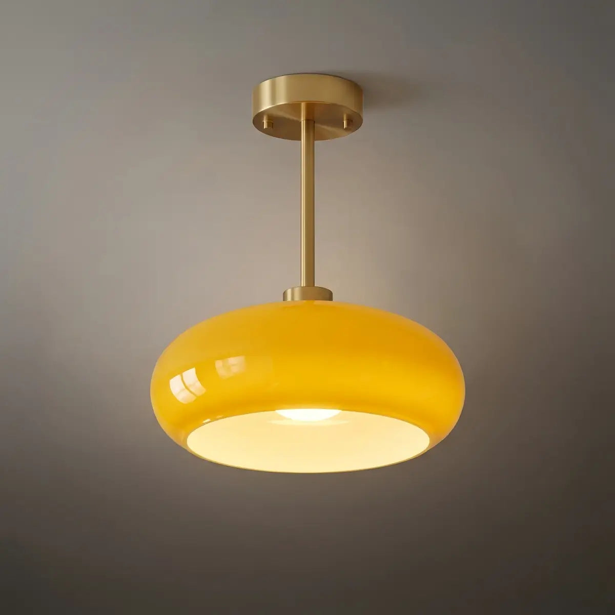 Modern Flush Mount Ceiling Light — Orange/White Glass & Metal Dining Room - Flindria
