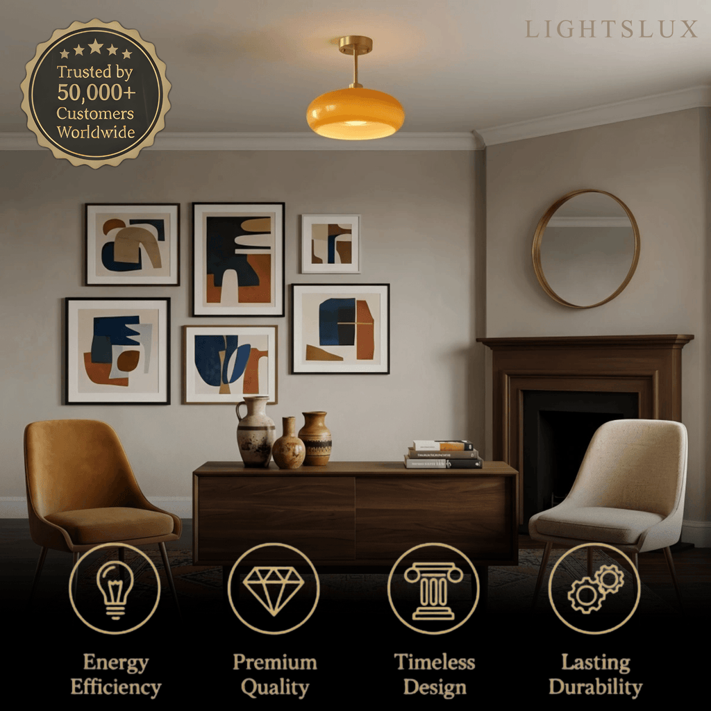 Modern Flush Mount Ceiling Light — Orange/White Glass & Metal Dining Room - Flindria