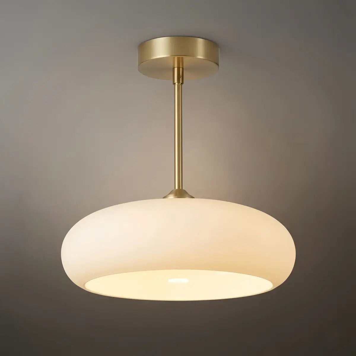 Modern Flush Mount Ceiling Light — Orange/White Glass & Metal Dining Room - Flindria