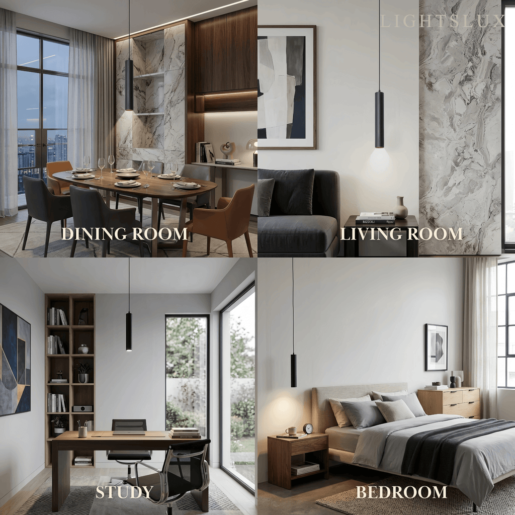 Modern LED Pendant Light - Black Metal for Living Room - Flindria