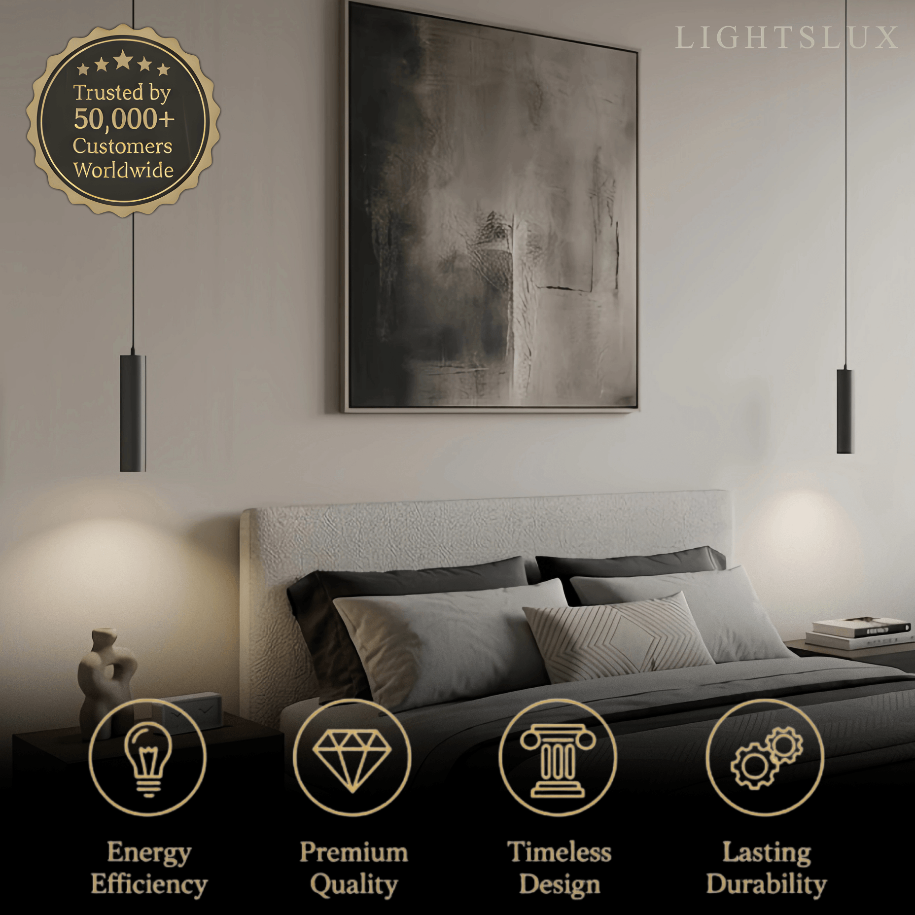 Modern LED Pendant Light - Black Metal for Living Room - Flindria