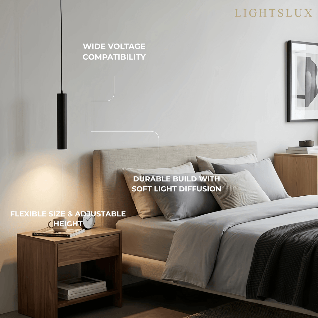 Modern LED Pendant Light - Black Metal for Living Room - Flindria