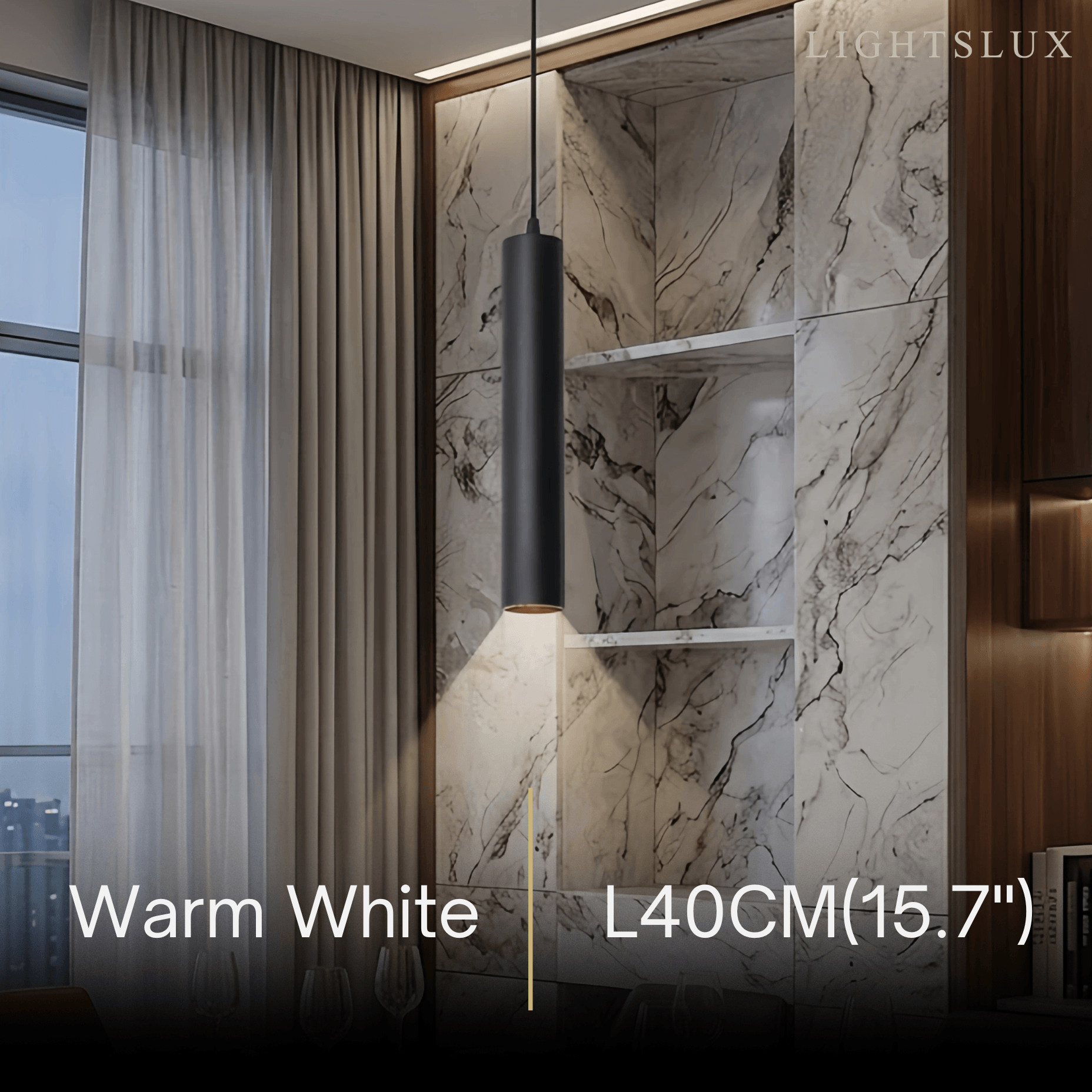Modern LED Pendant Light - Black Metal for Living Room - Flindria