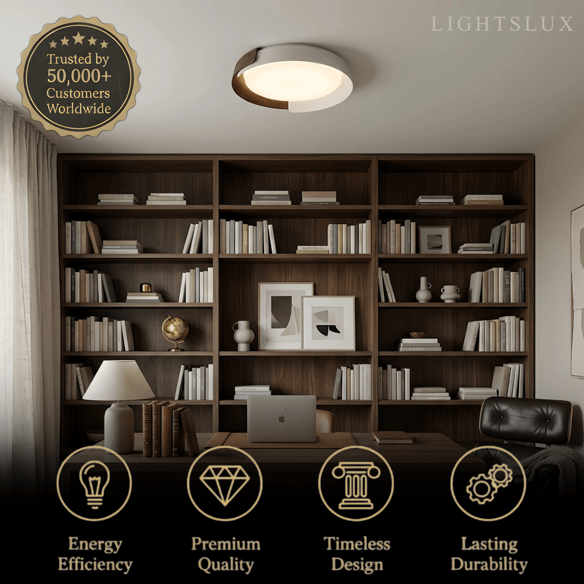Modern Round Flush Mount Ceiling Light – Metal & Acrylic LED Fixture for Bedroom - Flindria