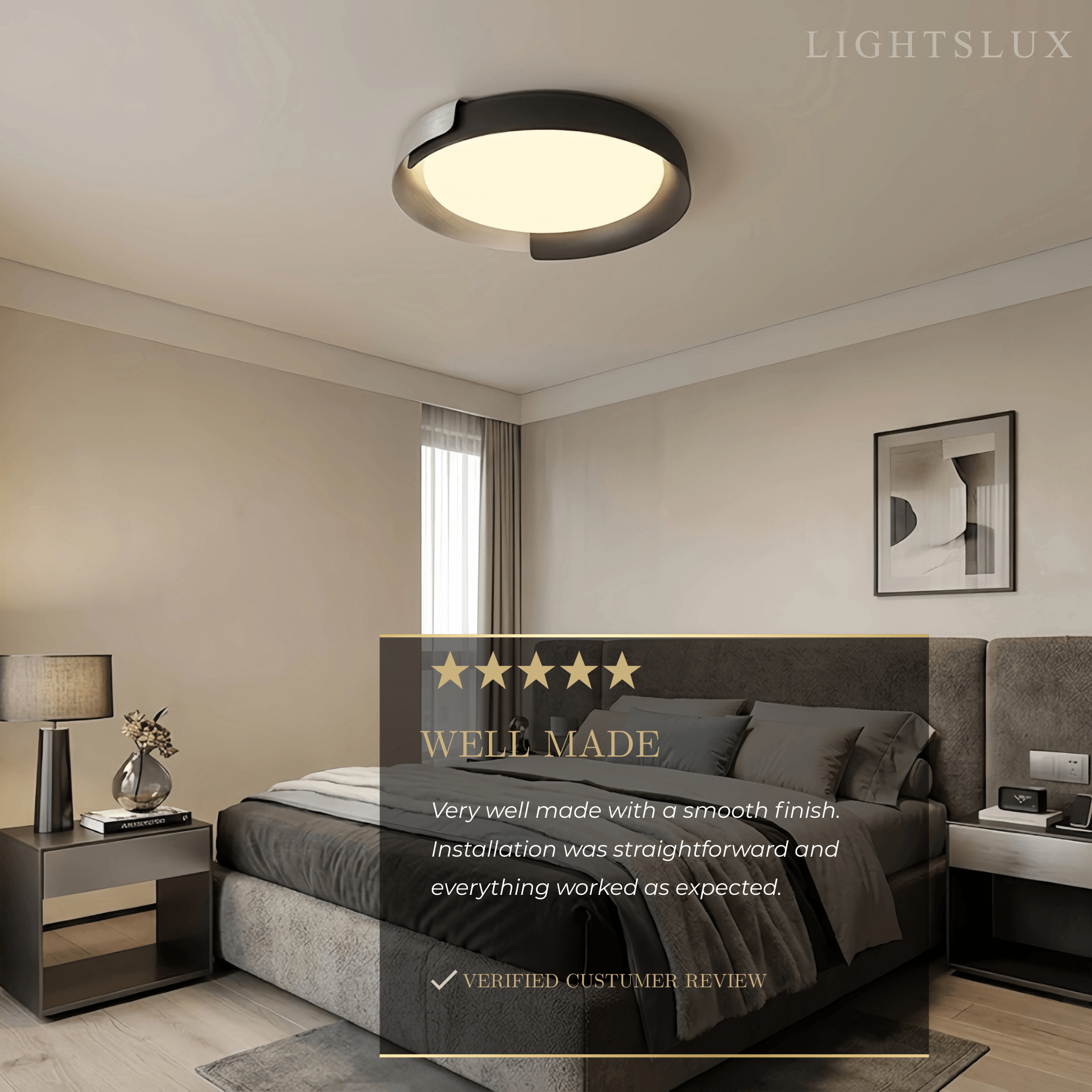 Modern Round Flush Mount Ceiling Light – Metal & Acrylic LED Fixture for Bedroom - Flindria