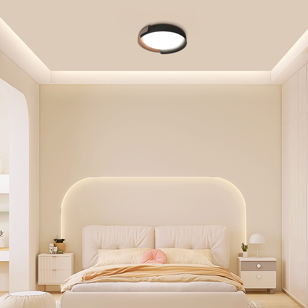 Modern Round Flush Mount Ceiling Light – Metal & Acrylic LED Fixture for Bedroom - Flindria