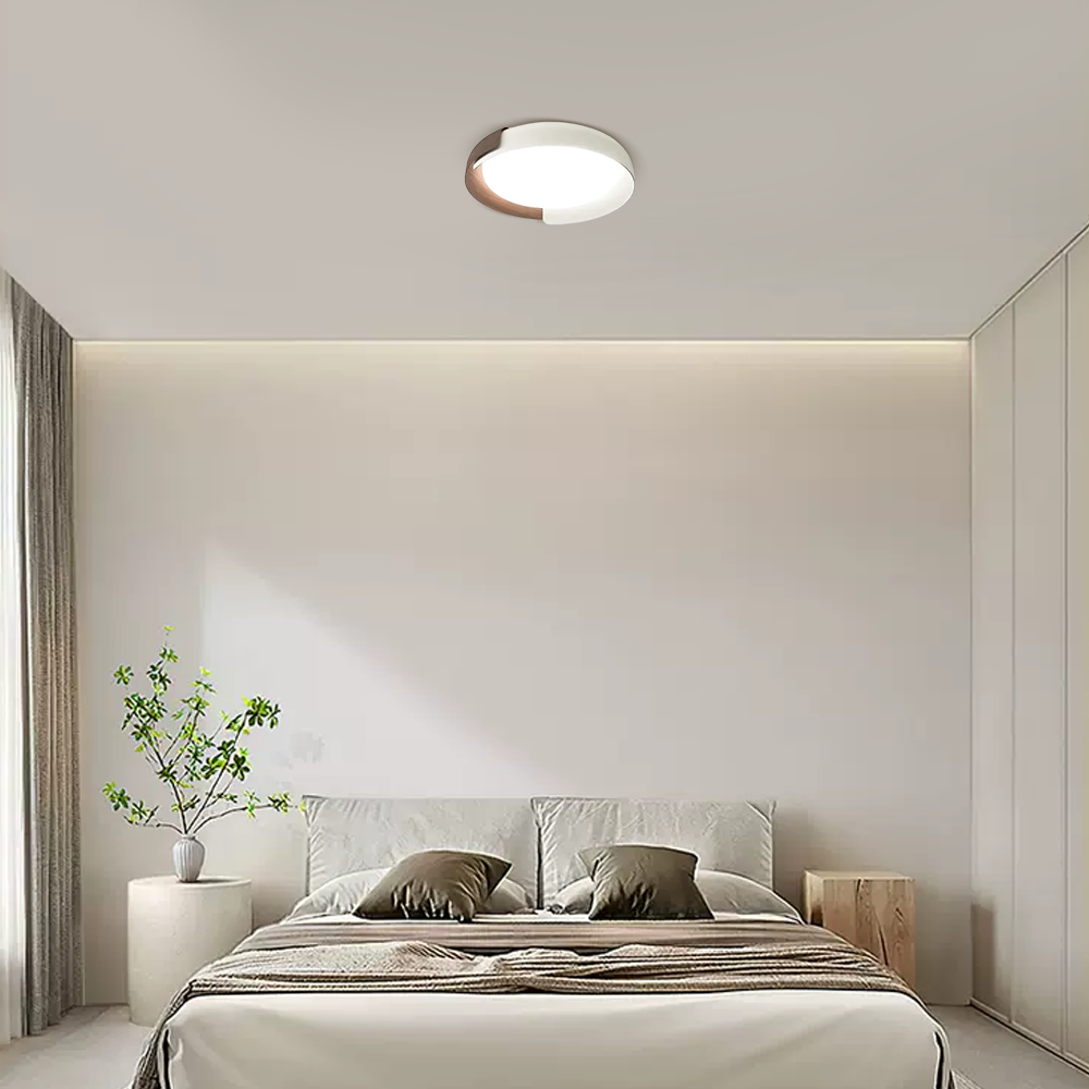 Modern Round Flush Mount Ceiling Light – Metal & Acrylic LED Fixture for Bedroom - Flindria