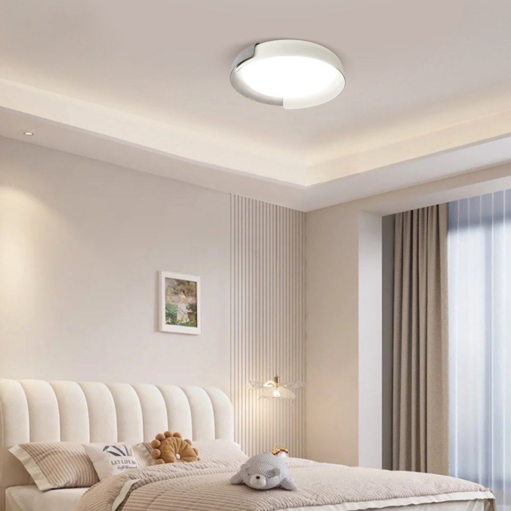 Modern Round Flush Mount Ceiling Light – Metal & Acrylic LED Fixture for Bedroom - Flindria