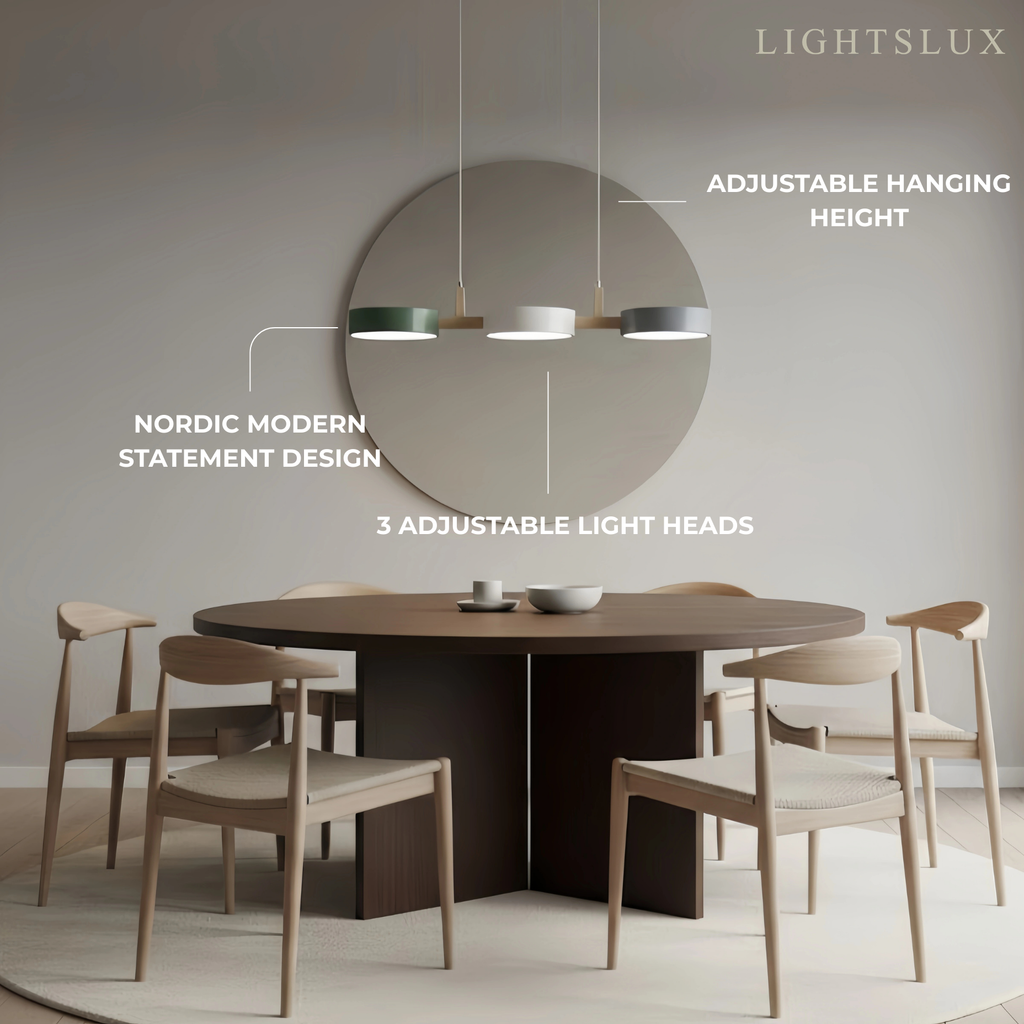 Nordic 3-Disc Pendant Light – Metal & Wood Lamp for Living Room - Flindria