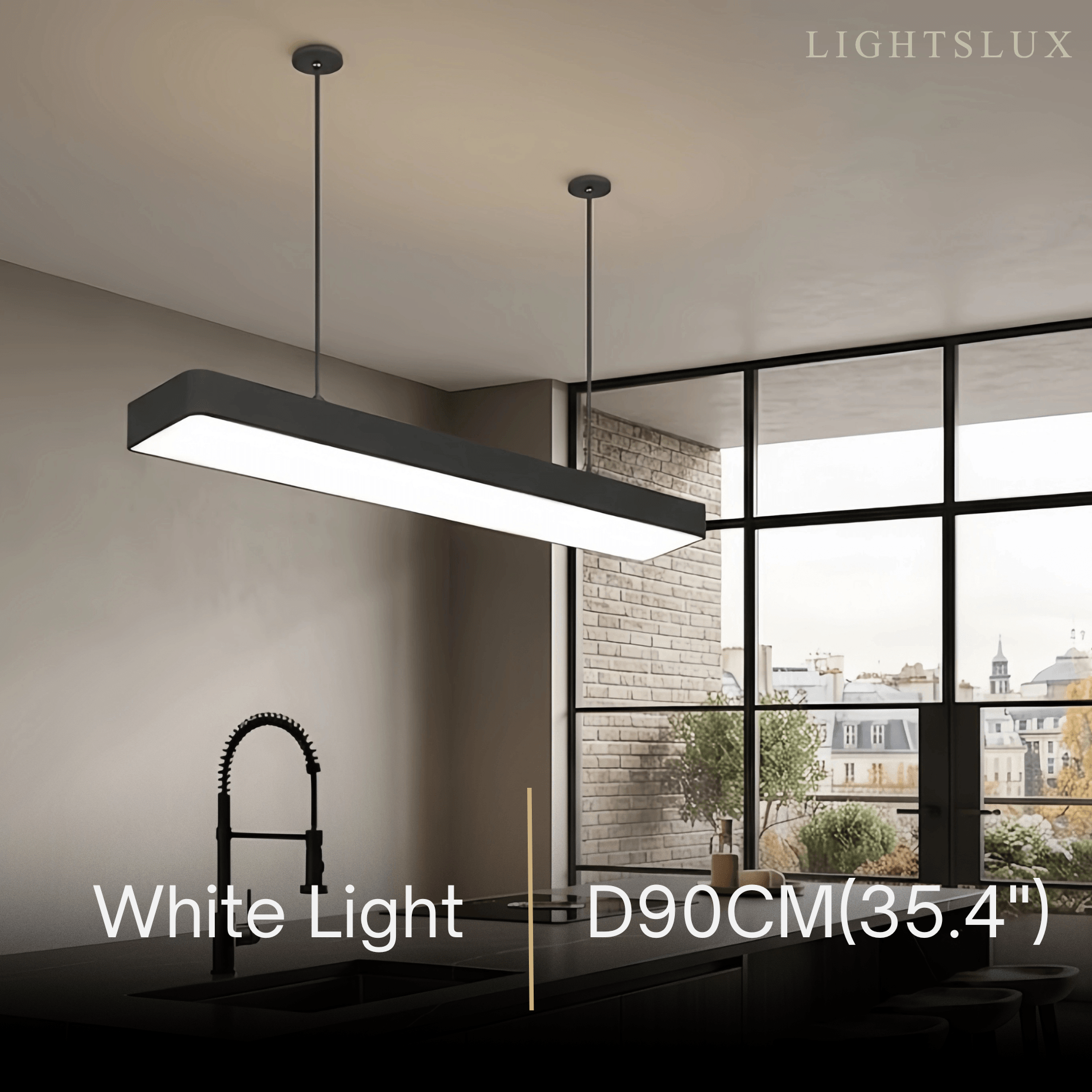 Minimalist Black Pendant Light – Rectangular Acrylic Lamp for Study/Dining Room - Flindria