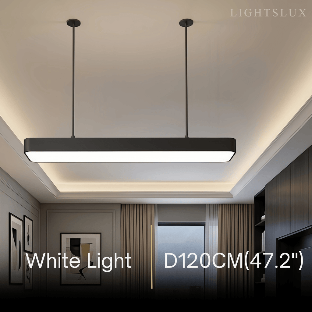 Minimalist Black Pendant Light – Rectangular Acrylic Lamp for Study/Dining Room - Flindria