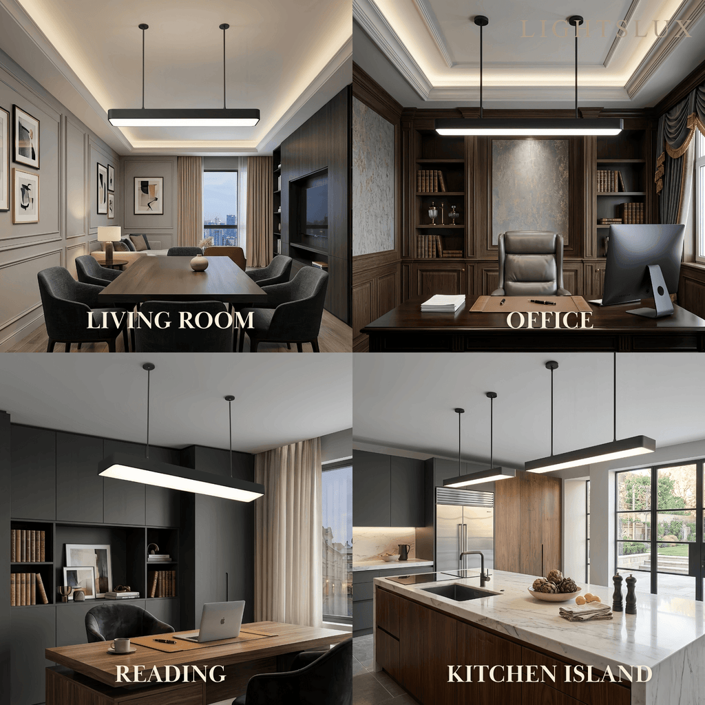 Minimalist Black Pendant Light – Rectangular Acrylic Lamp for Study/Dining Room - Flindria
