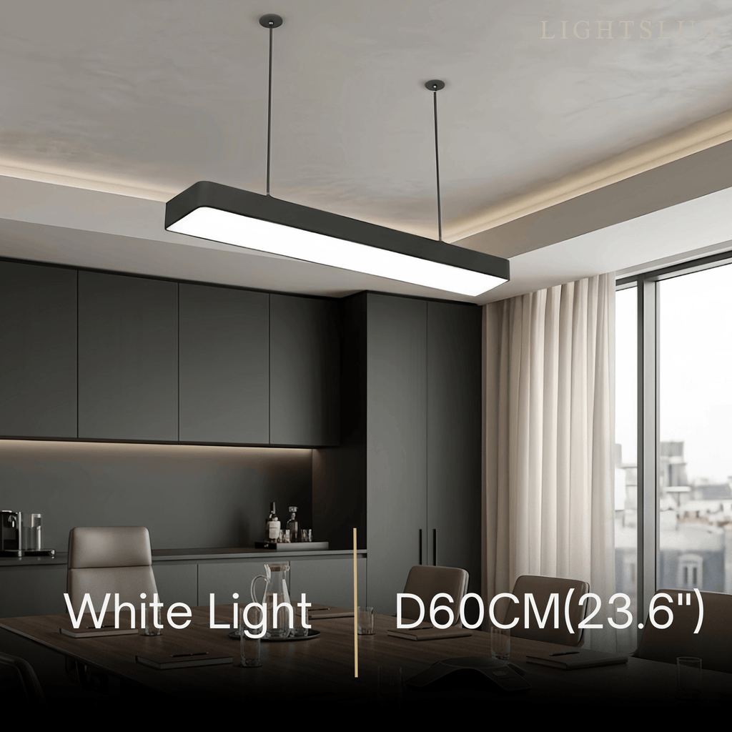 Minimalist Black Pendant Light – Rectangular Acrylic Lamp for Study/Dining Room - Flindria