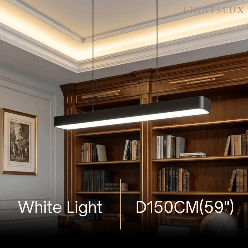 Minimalist Black Pendant Light – Rectangular Acrylic Lamp for Study/Dining Room - Flindria
